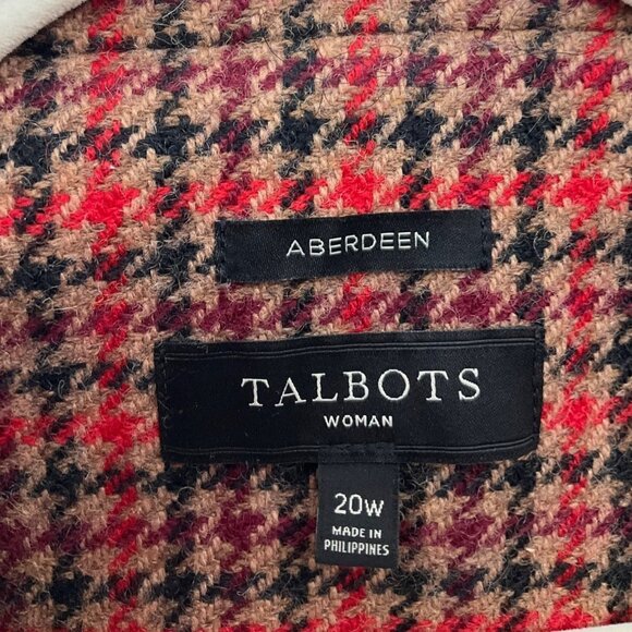 Talbots 20W Aberdeen Blazer Houndstooth Wool Bl Burgundy Old Money Classic - Picture 8 of 14